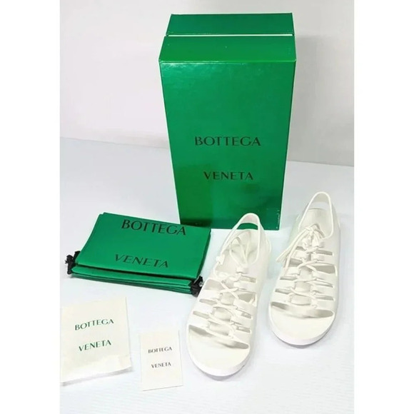 Bottega Veneta Women's White Jelly Lace Up Sandals Size 39 EU (MSRP $490) - Picture 3 of 10